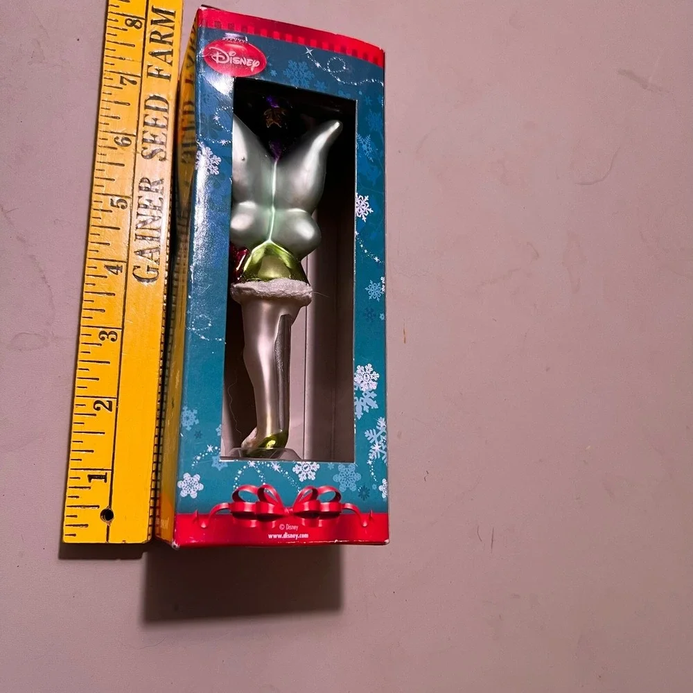 Disney Tinker Bell Christmas Ornament‎ Glass Holiday Fairy Peter Pan Green New